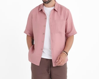 Men's Short Sleeve Linen Shirt, Soft Stonewashed Linen, Summer Essential