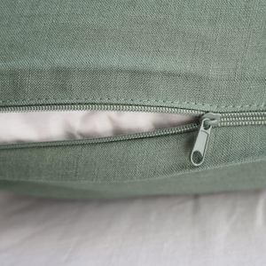 Eucalyptus green linen pillowcase with a zipper. multiple sizes.
