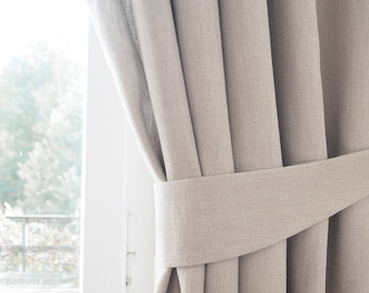 Linen curtain hold-back made of heavy linen (280 g/m2) / natural linen curtain tie-back.