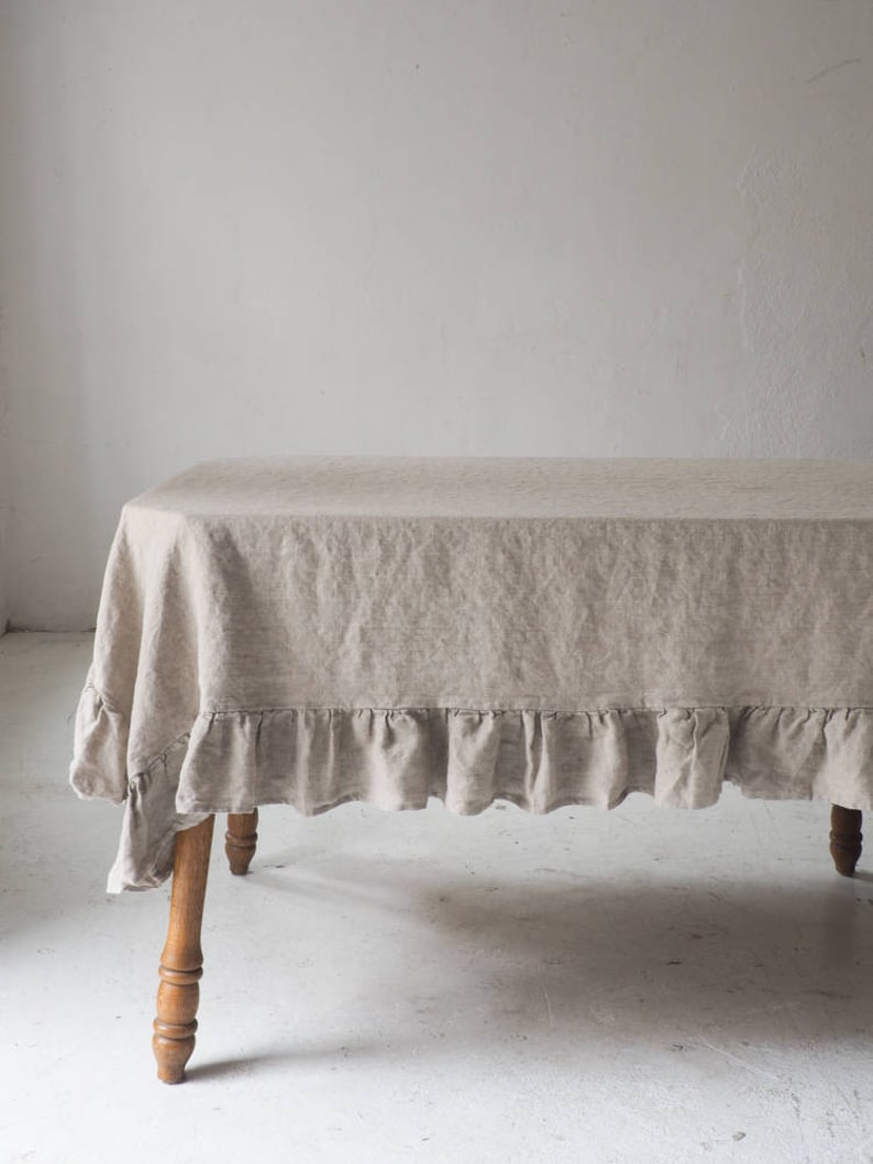 Ruffled Linen Tablecloth. Farmhousestyle Linen Tablecloth Etsy