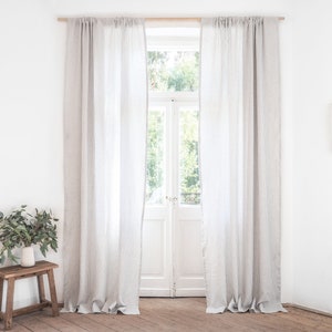 grey striped linen drapes