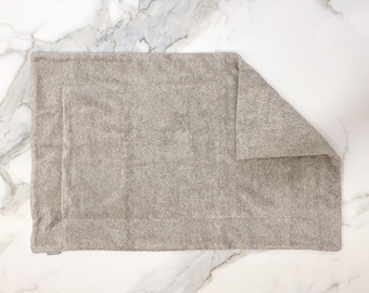 Linen Terry Bathroom Mat, Dark Natural, Absorbent Linen Loops