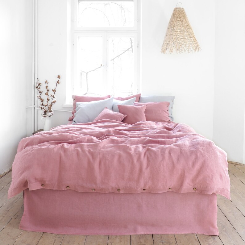 Dusty pink LINEN DUVET COVER. Create your bedding set of Etsy