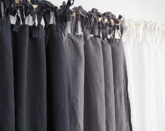 Linen curtain made of medium linen (160 g/m2). tie top