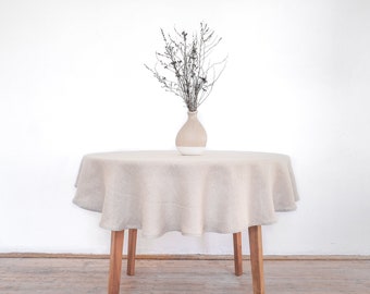 Natural linen tablecloth | round tablecloth | stonewashed linen.