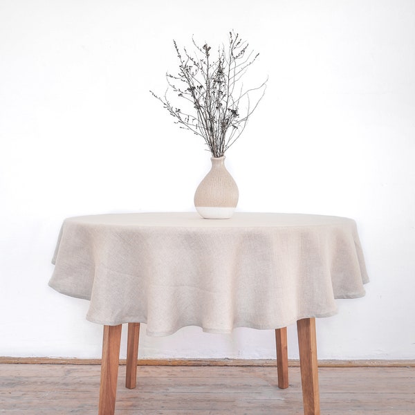 Natural linen tablecloth | round tablecloth | stonewashed linen.