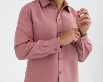 Mens Linen Shirt. Pink Linen Shirt. Linen Button Up. - Etsy