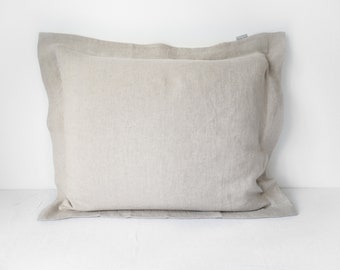 Oxford style linen pillowcases, linen pillow shams, custom size, elegant linen bedding.