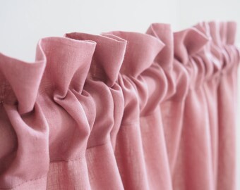 Pink Linen Curtain Panel, Stonewashed Medium Weight