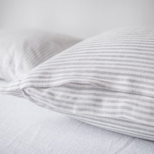 striped linen pillowcase