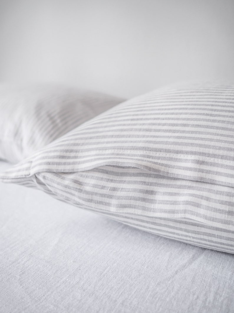 striped linen pillowcase