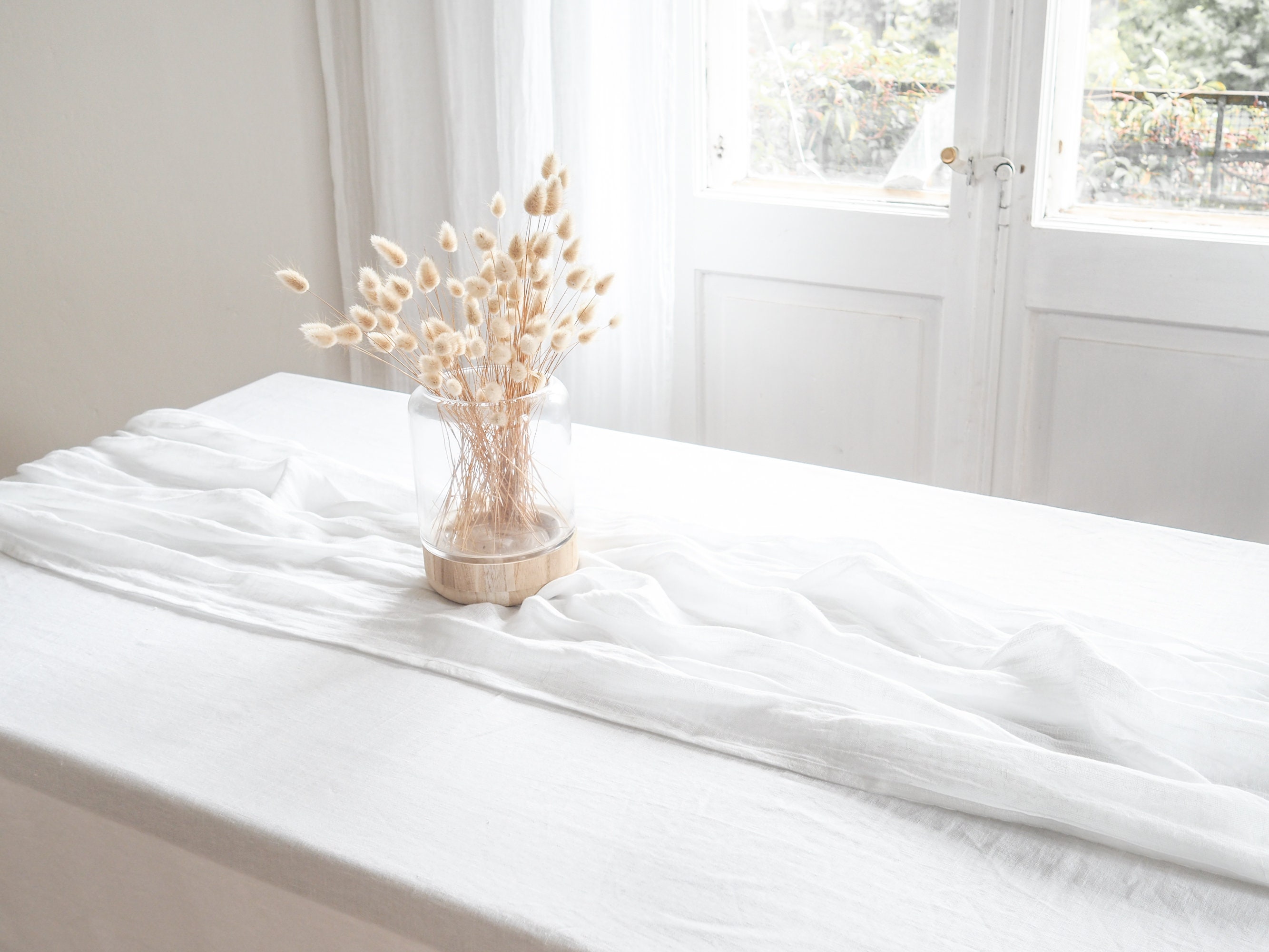 Natural linen muslin table runner. Airy linen runner. Natural Etsy