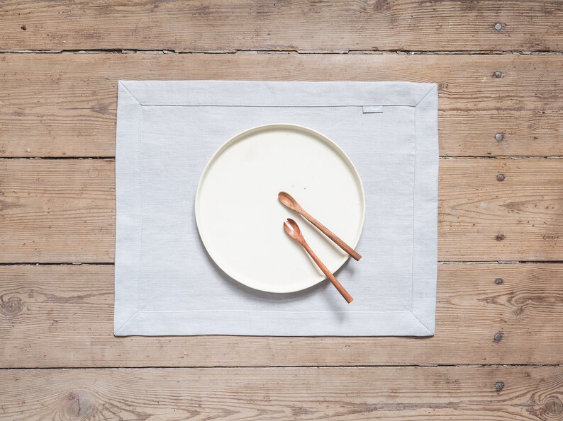 light gray linen placemat