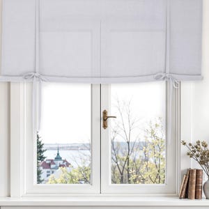 Heavy tie up curtains. Roll up curtain. Custom tie up curtains.