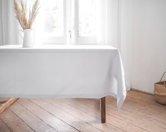 Light gray linen tablecloth. Heavy linen tablecloth. Solid linen tablecloth