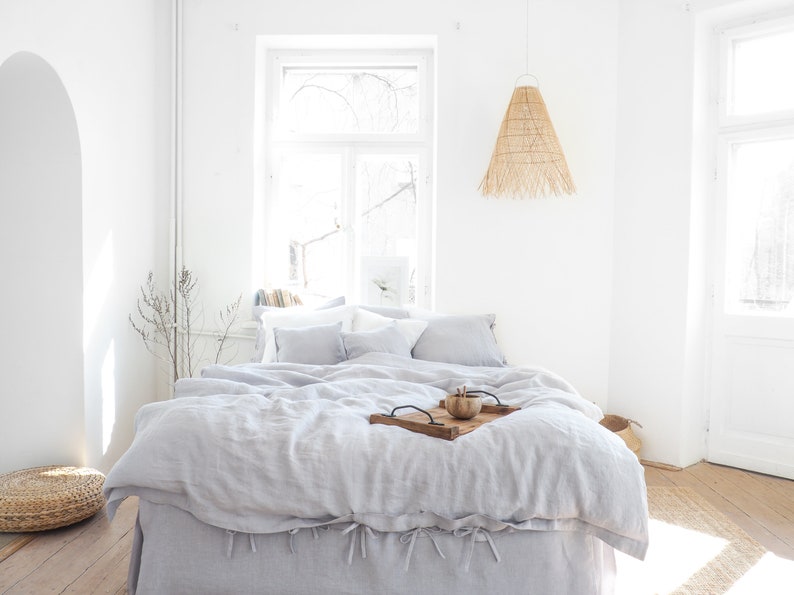 Light Gray Linen Duvet Cover Queen Size King Light Gray Linen Duvet Cover Queen Size, King Size Duvet On Queen Size Bed