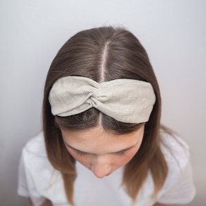 Twist knot linen headband, natural linen headband with a knot, women’s hair accessory, gift idea