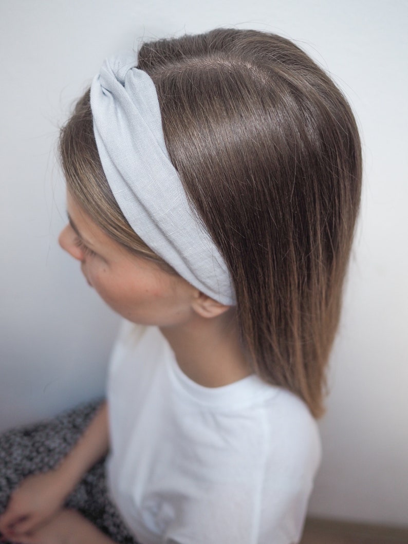 light grey linen headband