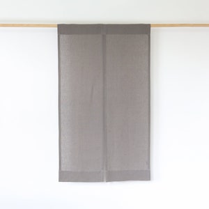 Japanese doorway curtains, linen noren curtains in true gray, japanese room dividers.