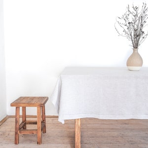 Striped linen tablecloth. round, square, rectangular tablecloths. washed linen tablecloth