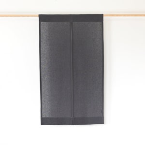 Linen noren door curtain, linen noren curtains in charcoal, japanese curtain door.