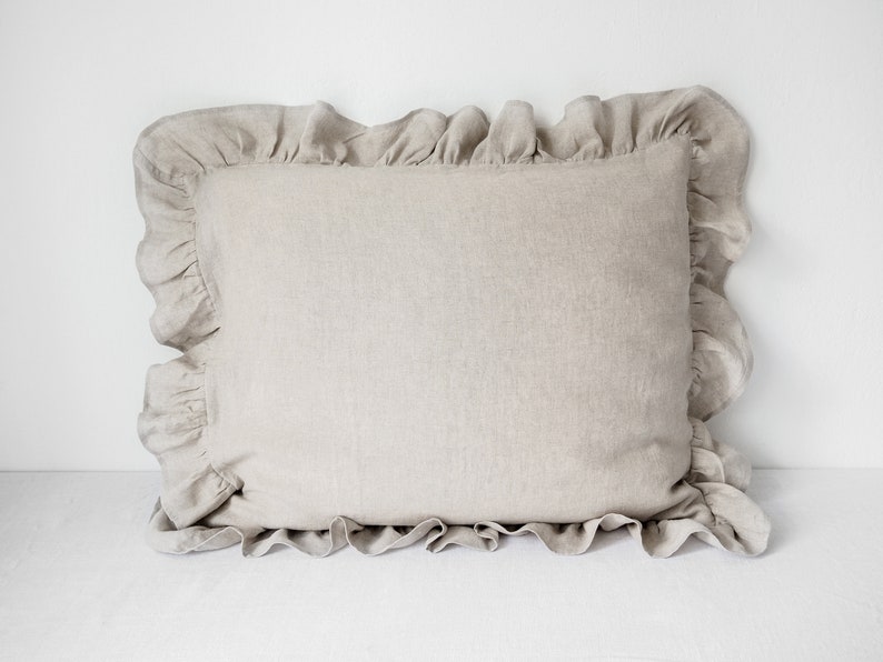 linen pillowcase with a ruffle