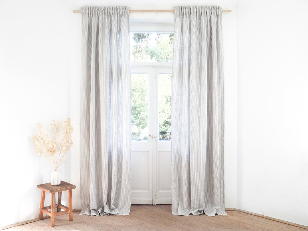 Linen curtain with pleating tape. Pencil pleat curtain made of stonewashed  MEDIUM LINEN (160 g/2).