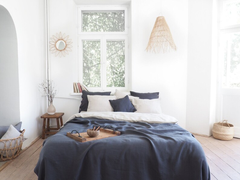 dark linen blanket