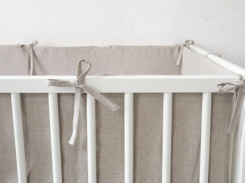 Linen Crib Bumper With Ties. Boy Crib Bumper. Girl Crib Etsy