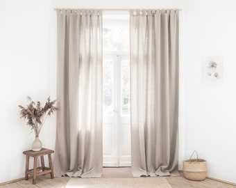 Tab top heavy linen (280 g/m2) curtain panel made of stonewashed linen / 1 pcs