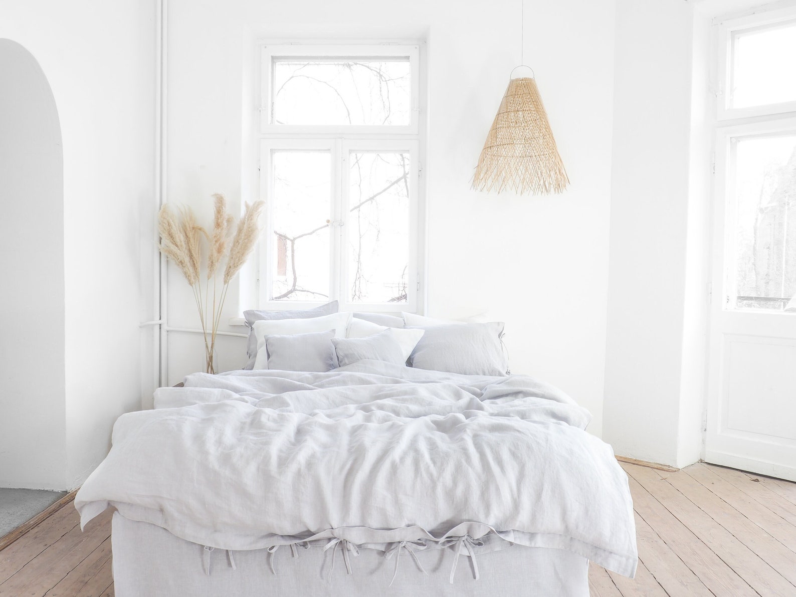 Light Gray Linen Duvet Cover Queen Size King Size Linen Etsy