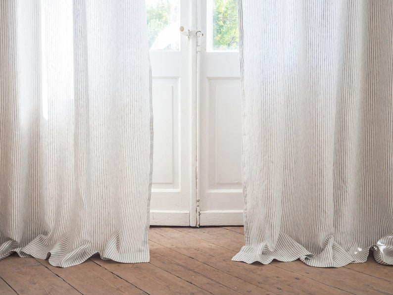 grey striped curtains with rod pocket