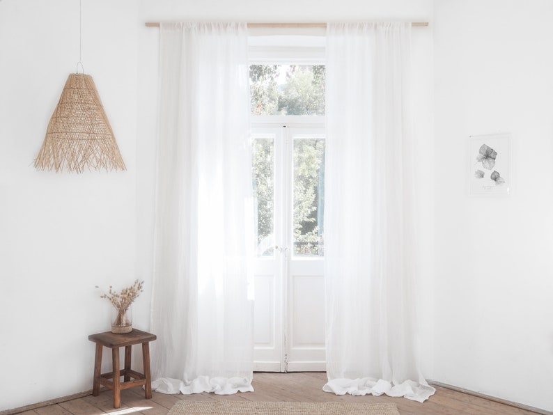 white linen muslin curtain