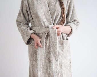 Linen terry bathrobe. made from 100% linen.