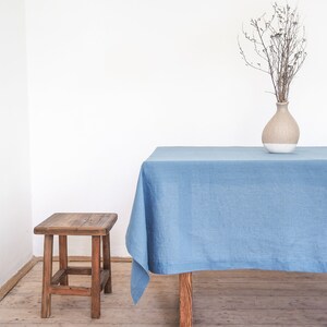 Dusty blue linen tablecloth. soft linen tablecloth
