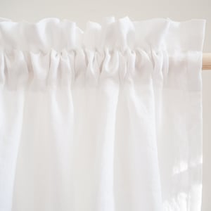 White linen curtain panel. made of stonewashed medium linen (160 g/m2) 100% stonewashed. linen window treatments.
