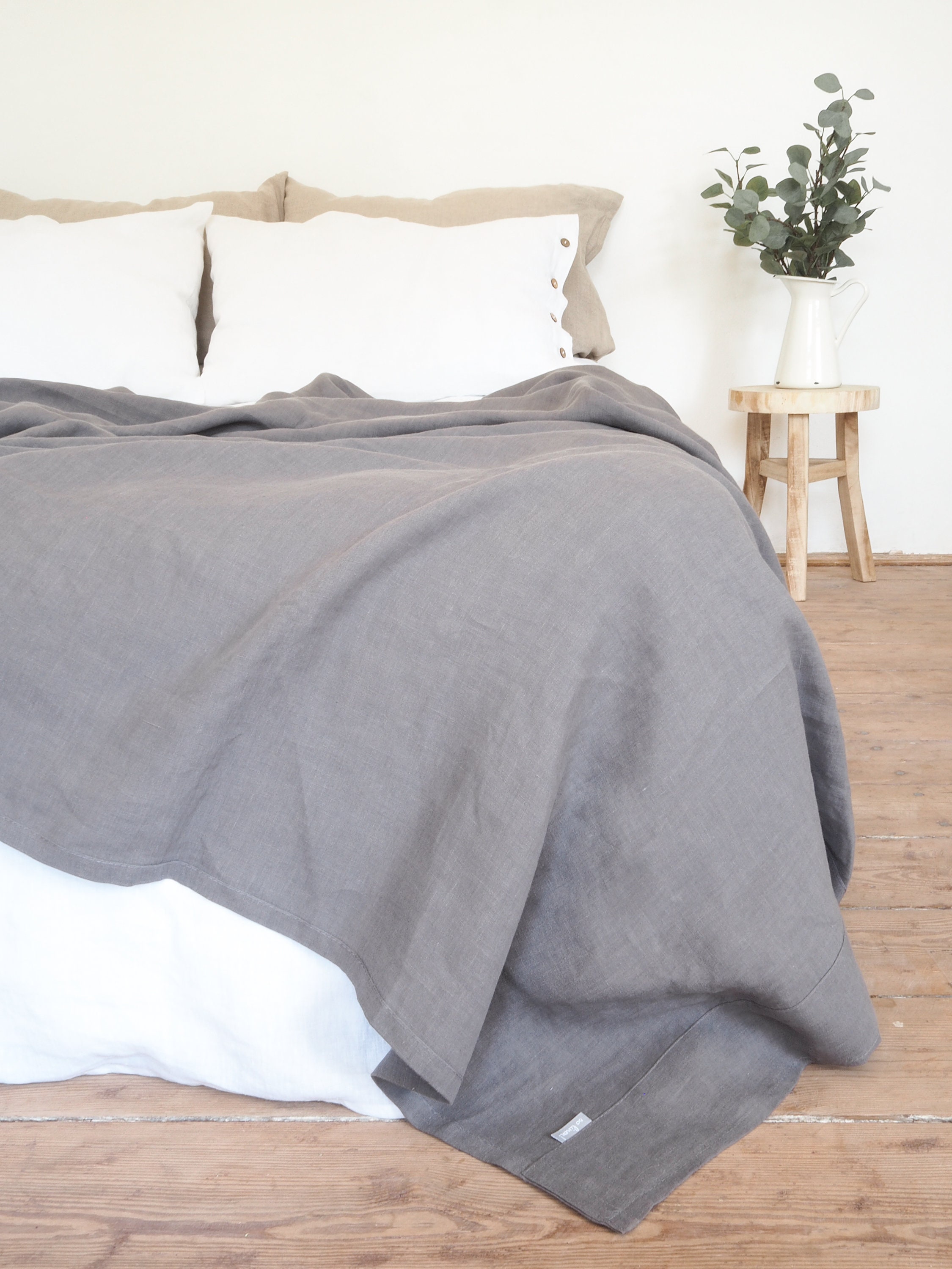 Gray LINEN BLANKET king size gueen size. Summer linen Etsy