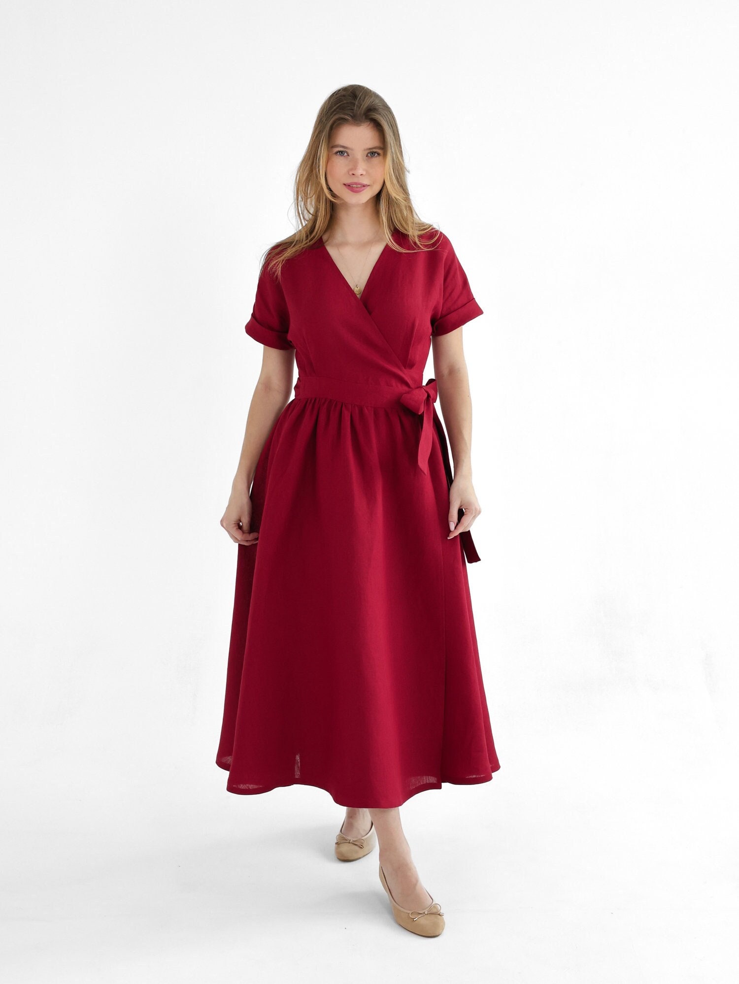 chinese dress ladies Burgundy linen dress C:IB1086  Iboutique