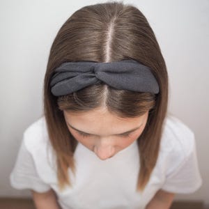 Charcoal top knot linen headband, natural linen headband with a knot, women&#39;s hair accessories, gift for teacher