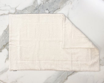 Creamy White Linen Terry Bathroom Mat, Absorbent, Quick-drying