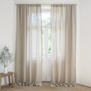 Linen curtain panel made of MEDIUM LINEN (160 g/m2), soft and natural, linen drapes with rod pocket / 1 pcs