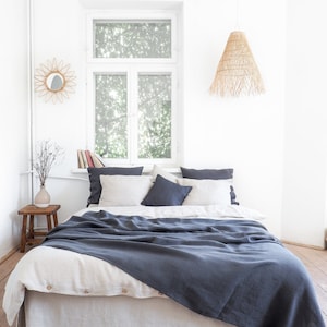 dark linen bed throw