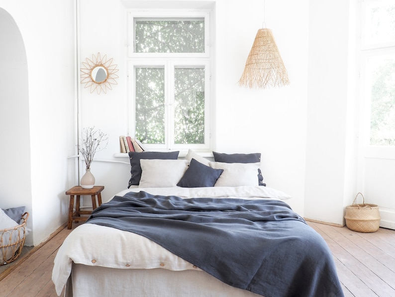 dark linen bed throw