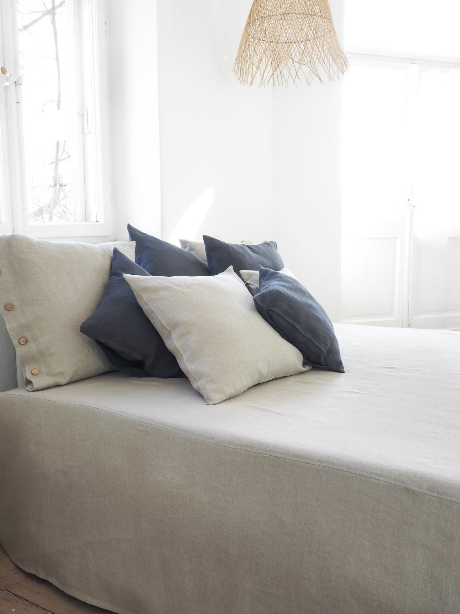 Natural Linen Bedskirt. Classic Linen Bedskirt. Queen Size Etsy