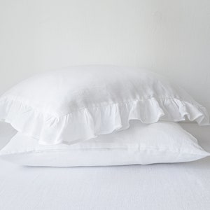 white pillowcase with a ruffle