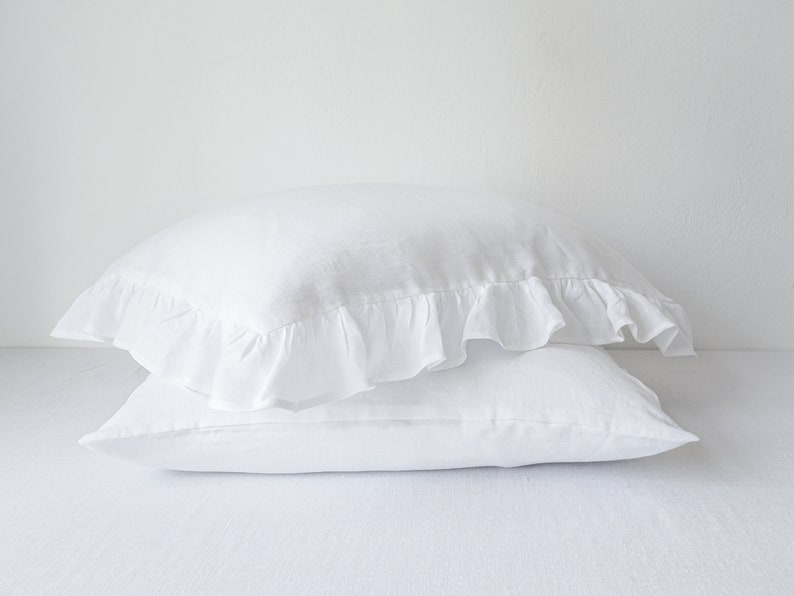 white pillowcase with a ruffle