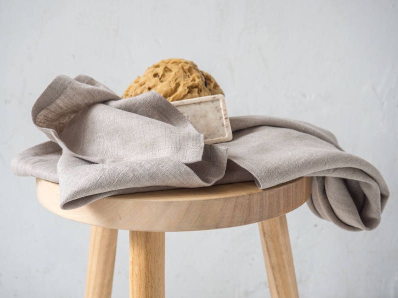 stonewashed linen bath towel