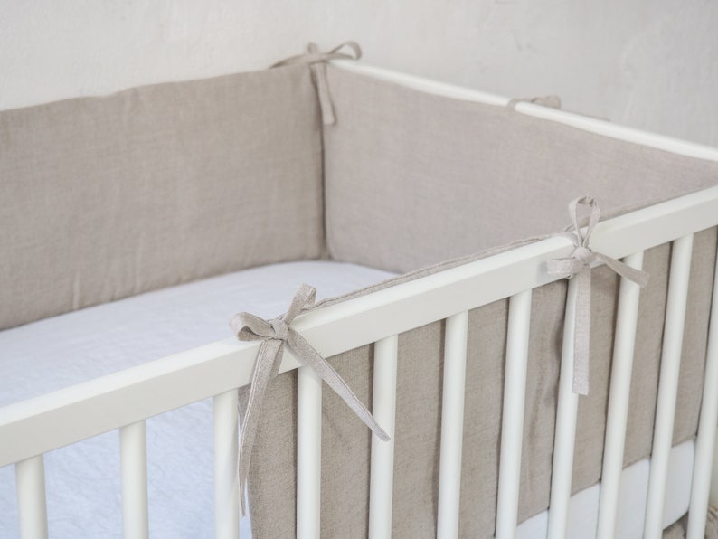 Linen Crib Bumper With Ties. Boy Crib Bumper. Girl Crib Etsy