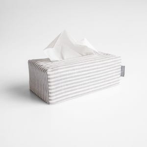Gray stripes tissue box cover. minimalist home decor.