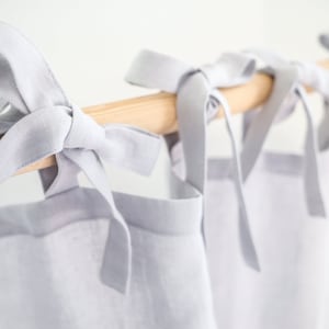 Light Gray Vorhang mit Krawatten aus MEDIUM LEINEN(160 g/2) / Leinenvorhänge / Vorhang mit Bändern / 100% Leinen / 1 Stück